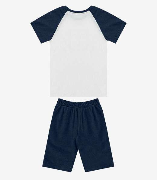 Conjunto Infantil Camiseta com Bermuda Trick Nick Azul