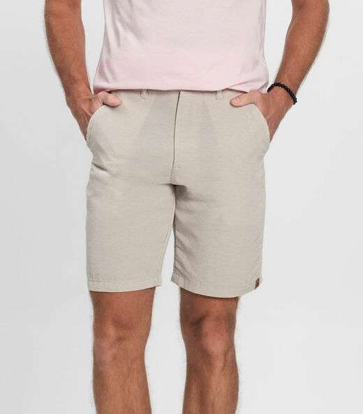 Bermuda Maculina Sarja Com Bolsos Shift Bege