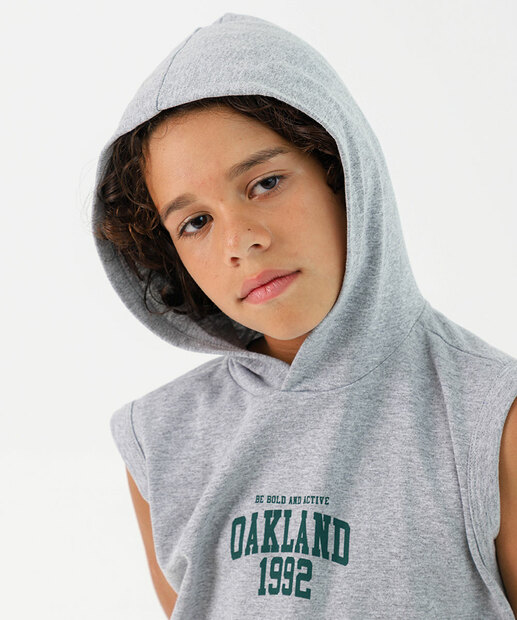 Regata Juvenil Capuz Marisa Tam 10 a 16 Cinza