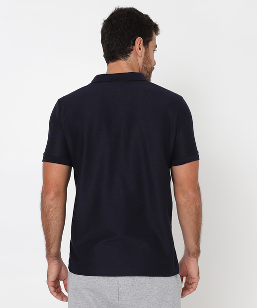 Polo Masculina Textura Manga Curta MR Azul