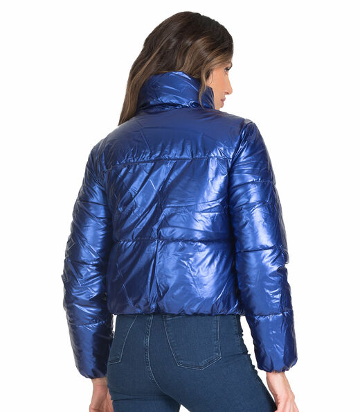 Jaqueta Puffer Feminina Metalizada Select Azul