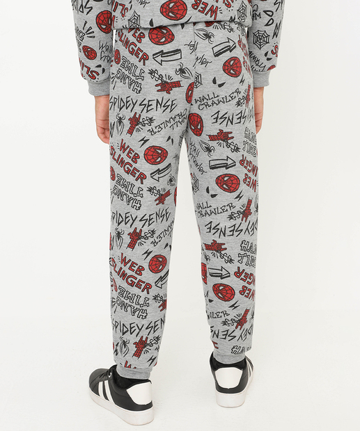Calça Infantil Jogger Moletom Spider Tam 4 a 10 Cinza