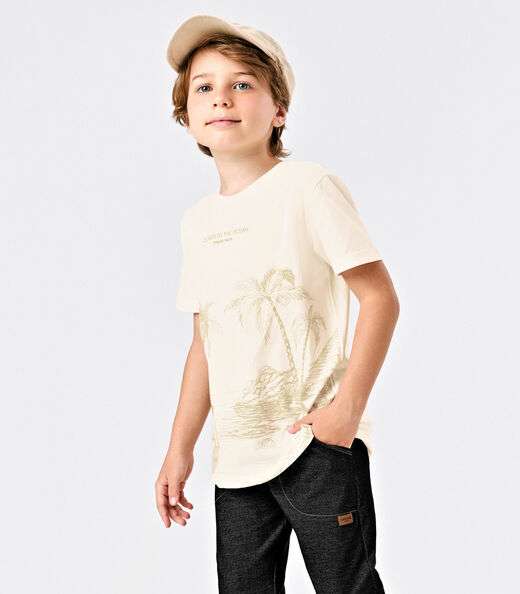 Image_Camiseta Infantil Meia Malha Trick Nick Bege