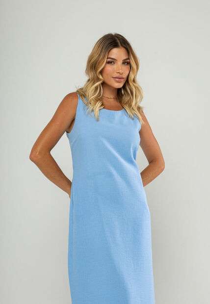 Vestido Midi Regata E Recorte Posterior Azul Salvatore