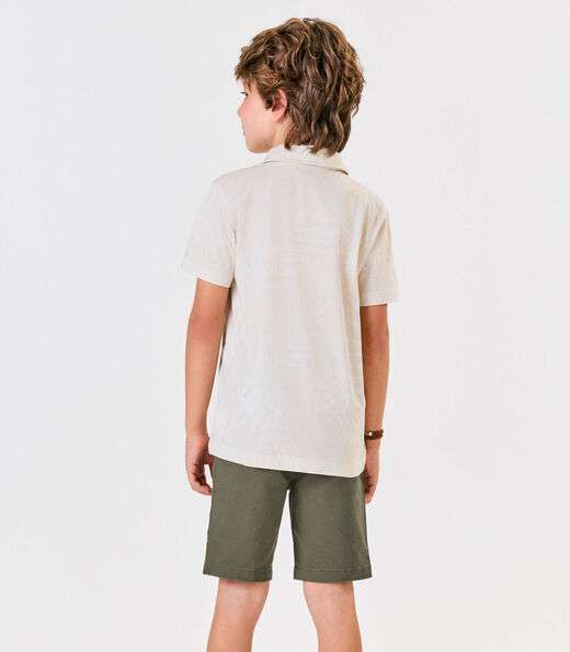 Conjunto Infantil Camisa Com Bermuda Trick Nick Bege