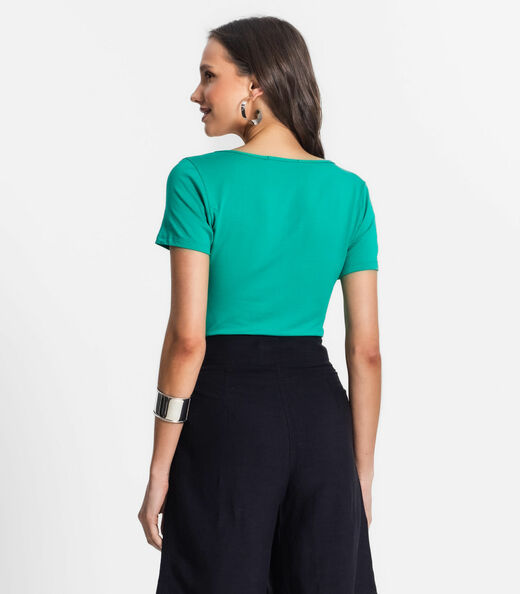 Blusa De Viscotorcion Decote Feminino Endless Verde