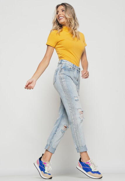 Kit 2 Blusas  Gola Alta Comfy Malha Canelada Preta e Mostarda