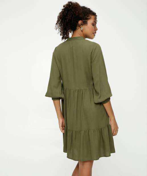 Vestido Feminino Amarração Manga 7/8 Marisa