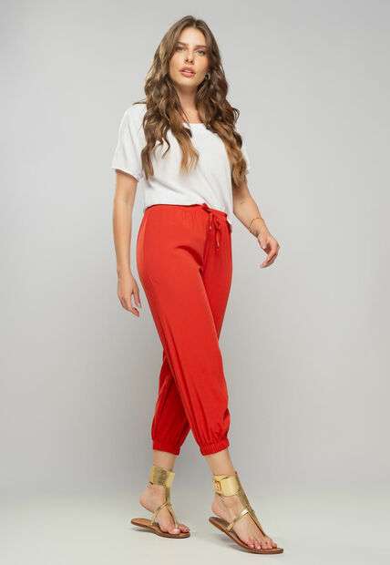 Calça Jogger Viscolinho Telha Salvatore Fashion