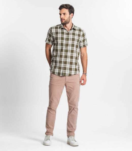 Camisa Masculina Xadrez Diametro Verde