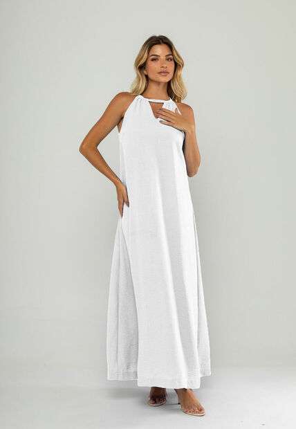 Image_Vestido Longo Decote Com Recorte E Amarração Branco Salvatore