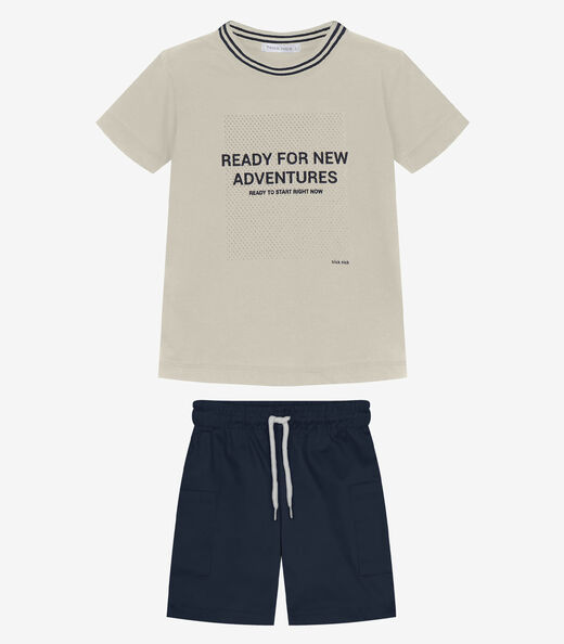 Image_Conjunto Infantil Camiseta Com Bermuda Trick Nick Bege