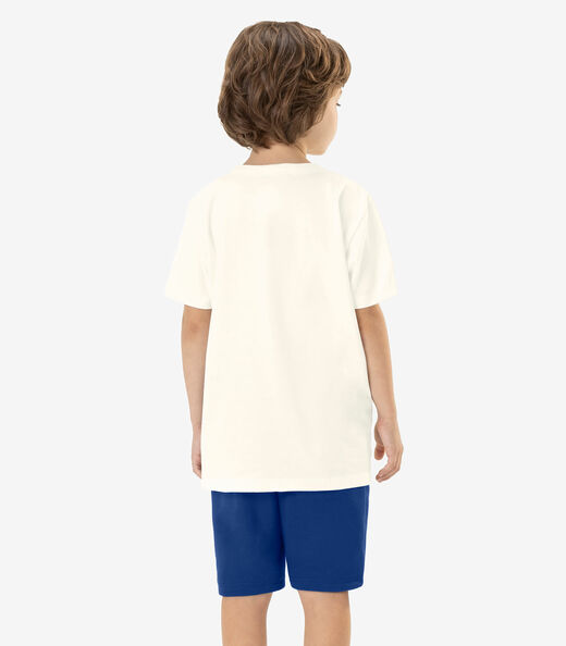 Conjunto Infantil Camiseta Com Bermuda Rovi Kids Bege
