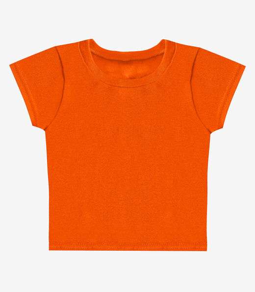 Blusa Básica Infantil Manga Curta Lisa Soletex Laranja
