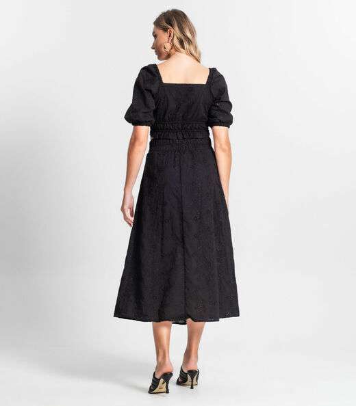Saia Midi Feminina Em Laise Endless Preto