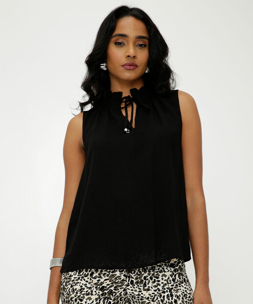 Blusa Regata Feminina Gola Alta Vazada Marisa