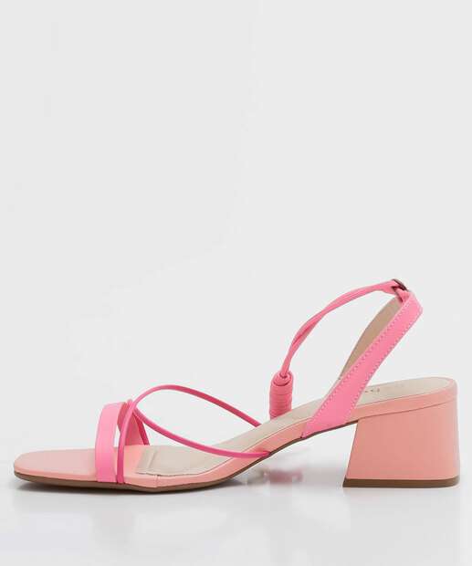 Sandália Salto Grosso Feminina Tiras Amarração Bebecê