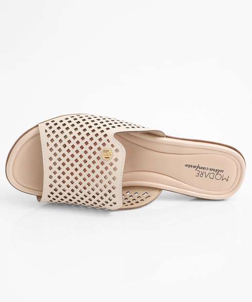 Tamanco Feminino Salto Grosso Modare Bege