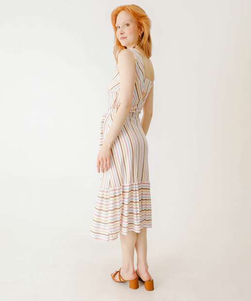 Saia Midi Feminina Listrada Marisa Off White