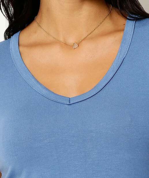 Blusa Feminina Básica Manga Curta Marisa  