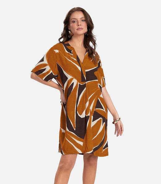 Image_Vestido Curto Estampado Endless Marrom