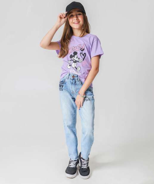 Camiseta Juvenil Mickey Tam 06 a 14 Lilás