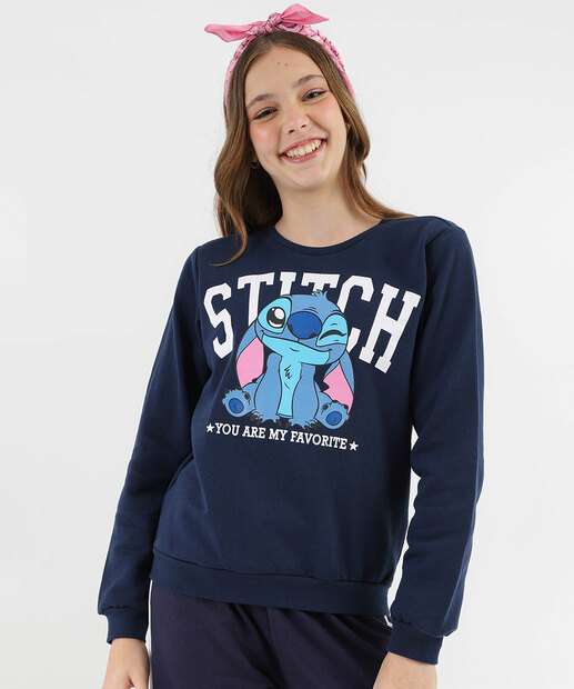 Image_Blusão Infantil Moletom Stitch Disney Tam 10 a 16 Azul