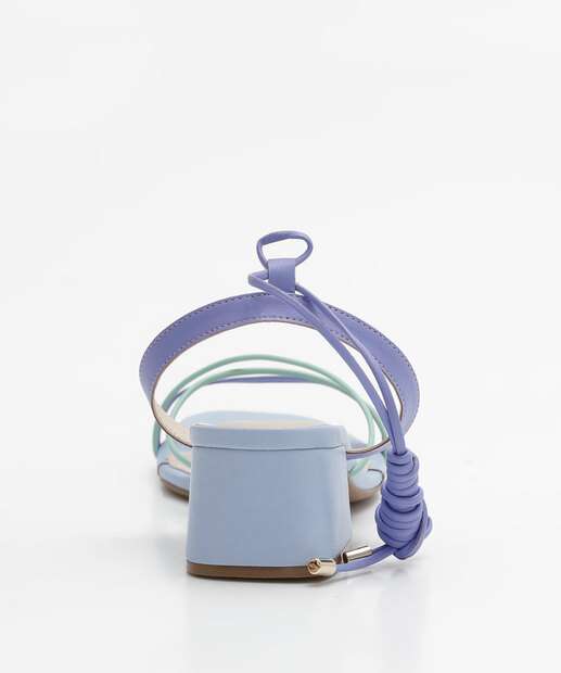 Sandália Salto Grosso Feminina Tiras Amarração Bebecê