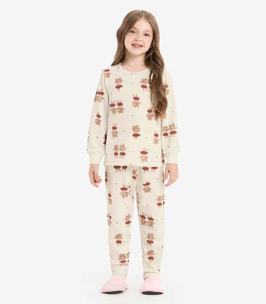 Pijama moletinho Rovi Kids Bege