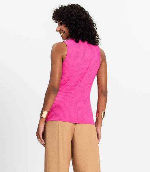 Regata Feminina Ribana Canelada Rovitex Rosa