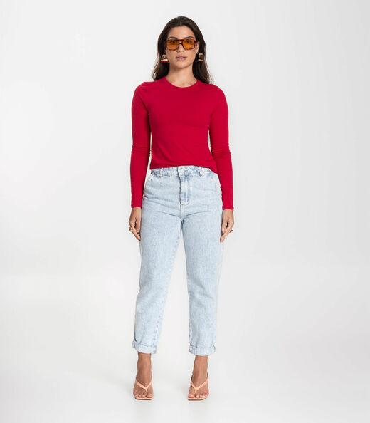 Blusa Manga Longa Básica Select Vermelho