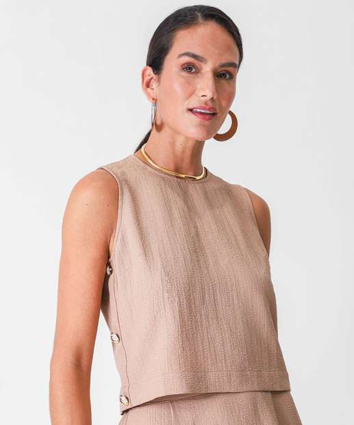 Image_Blusa Regata Feminina Crinkle Botões Marisa Bege