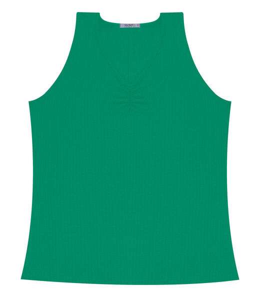 Regata Plus Size Em Ribana Canelada Secret Glam Verde