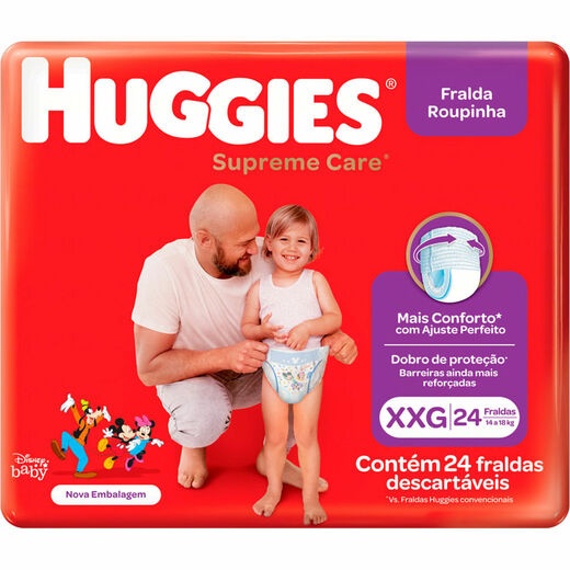Image_Kit 2 Fraldas Huggies Roupinha Supreme Care Mega Xxg 24 Unidades cada