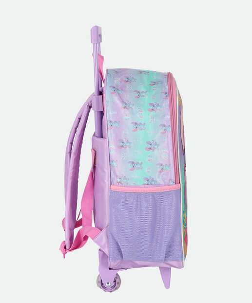 Mochila Mala Com Rodas Infantil Stitch E Angel Disney