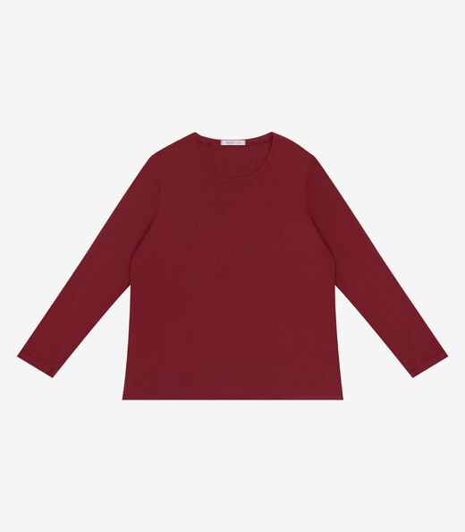 Blusa Manga Longa Ribana Canelada Secret Glam Vermelho