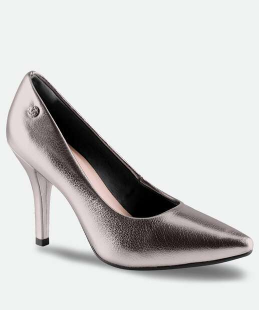Scarpin Feminino Salto Fino Metalizado Via Uno 