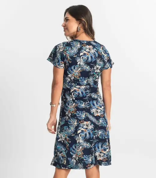 Vestido Feminino Evasê Estampado Select Azul