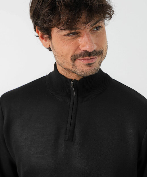 Suéter Masculino Tricô Half Zíper MR Preto