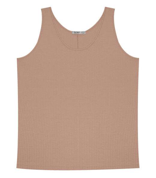 Regata Plus Size Em Ribana Canelada Secret Glam Marrom