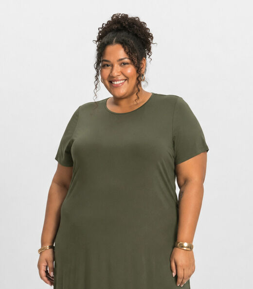Vestido Feminino Midi Plus Size Infinita Cor Verde