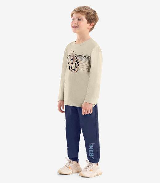 Calça Infantil Em Moletom Rovi Kids Azul
