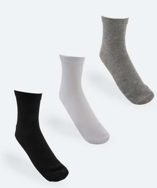 Image_Kit 3 Pares Meias Cano Curto Feminina Esportiva Marisa 