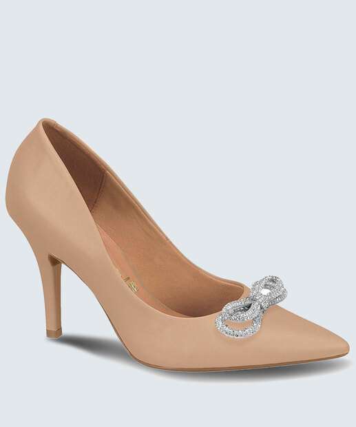 Scarpin Feminino Salto Fino Laço Strass Vizzano