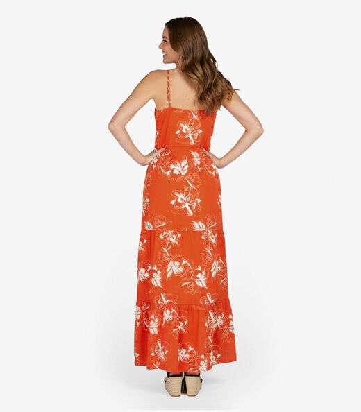 Vestido Longo Feminino Transpassado Select Laranja