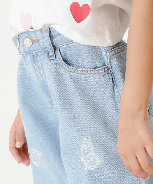 Calça Jeans Wide Leg Infantil Marisa Tam 4 a 10