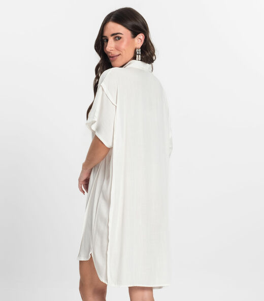 Vestido Chemise Feminino Com Gola Endless Bege