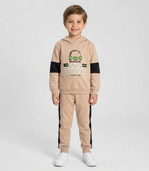 Image_Conjunto Moletom Menino Blusão E Calça Select Bege