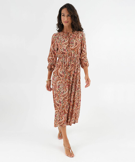 Image_Vestido Midi Feminino Brilho Lurex Paisley Marisa Marrom