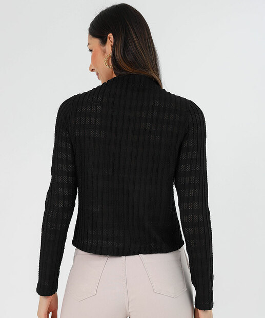 Suéter Feminino Renda Gola Média Marisa Preto
